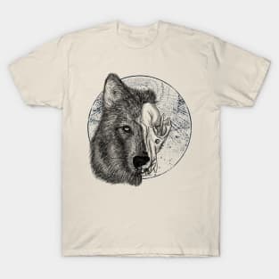 Wolf Skull Black and White T-Shirt